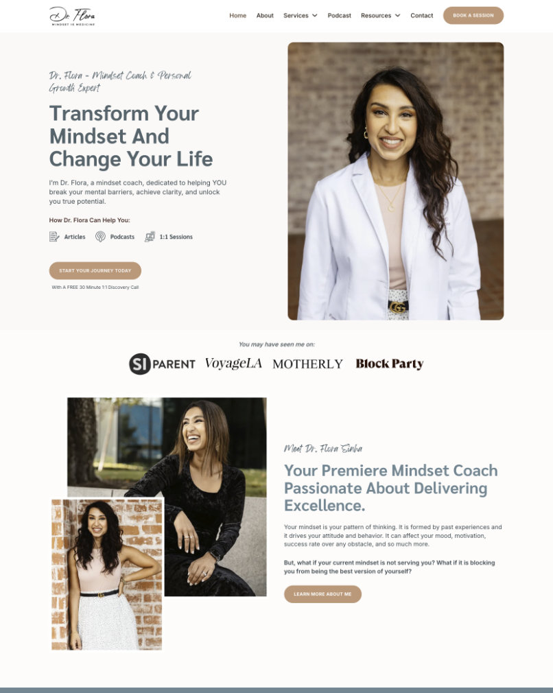 website design for life coach website design for mindset coach